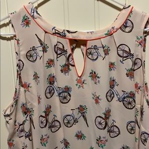 ModCloth sleeveless keyhole tank, bicycle print